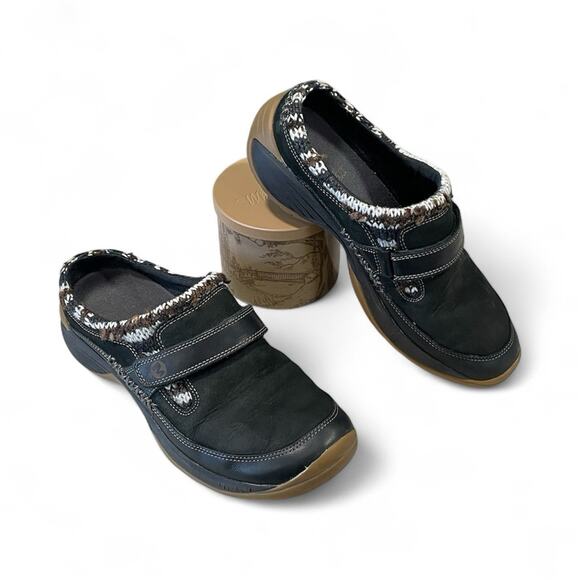 Merrell Encore Scoop Black Leather Slip On Knit Cuff Comfort Loafers Women’s 8.5 - Picture 1 of 12